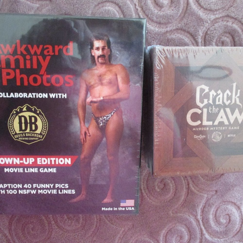 Two adult games, New, unopened, Movie Line game & Crack the Claw Murder mystery